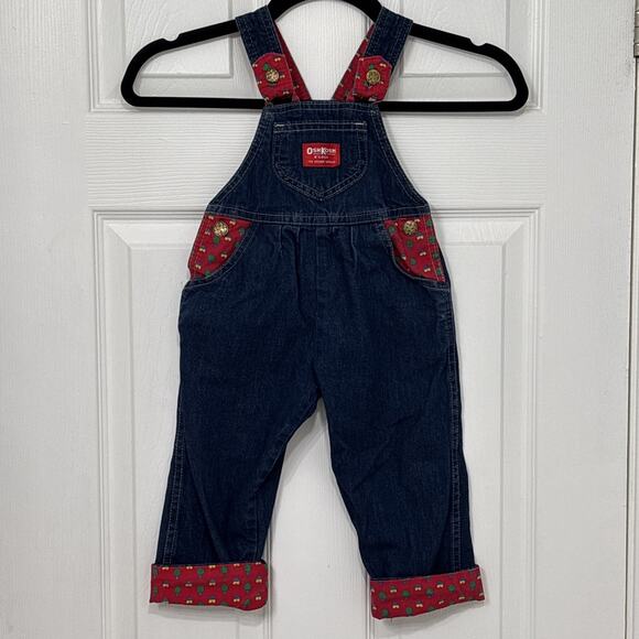 Oshkosh Other - Vintage 2T Oshkosh Overalls Denim House Tree Print 80s 90s Paper Tag USA VGUC